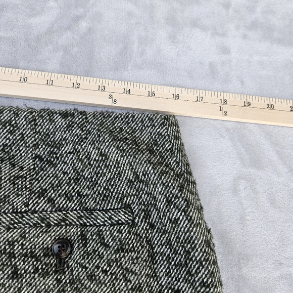 Madewell Green Herringbone Tweed Button Front Wool Blend Lined Mini Skirt Size 8 - Picture 12 of 16